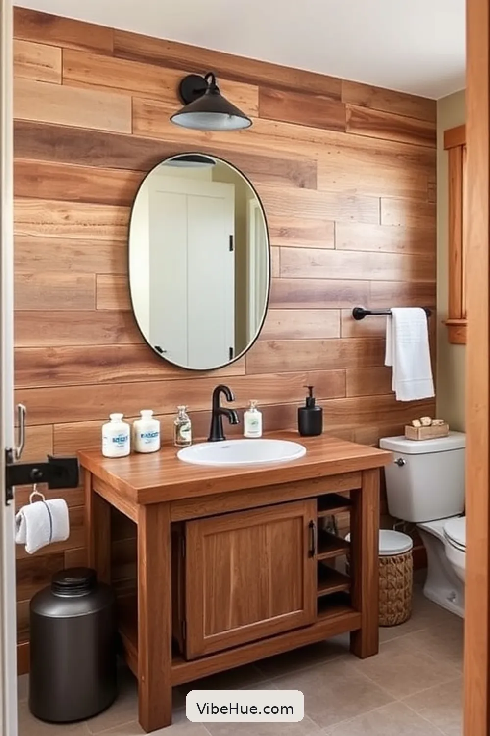 Use Rustic Wood Elements for How to Create a Year-Round Bathroom in Modern Farmhouse Style