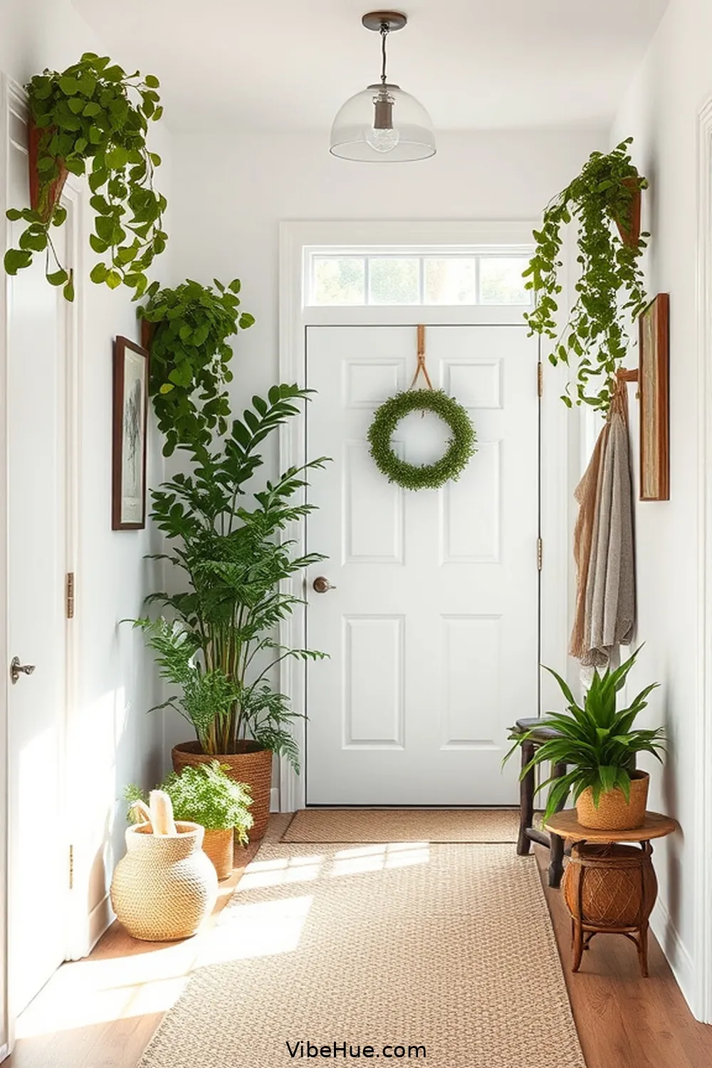 Integrate Greenery and Textiles for How to Create a Year-Round Scandinavian Style Entryway