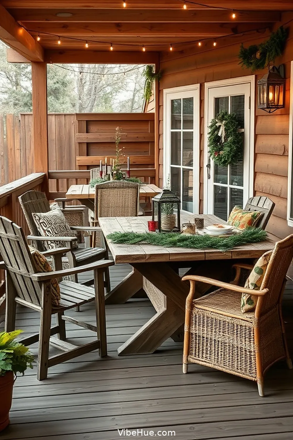Incorporate Rustic Furniture for How to Decorate Your Outdoor Patio in Rustic Style for the Holidays