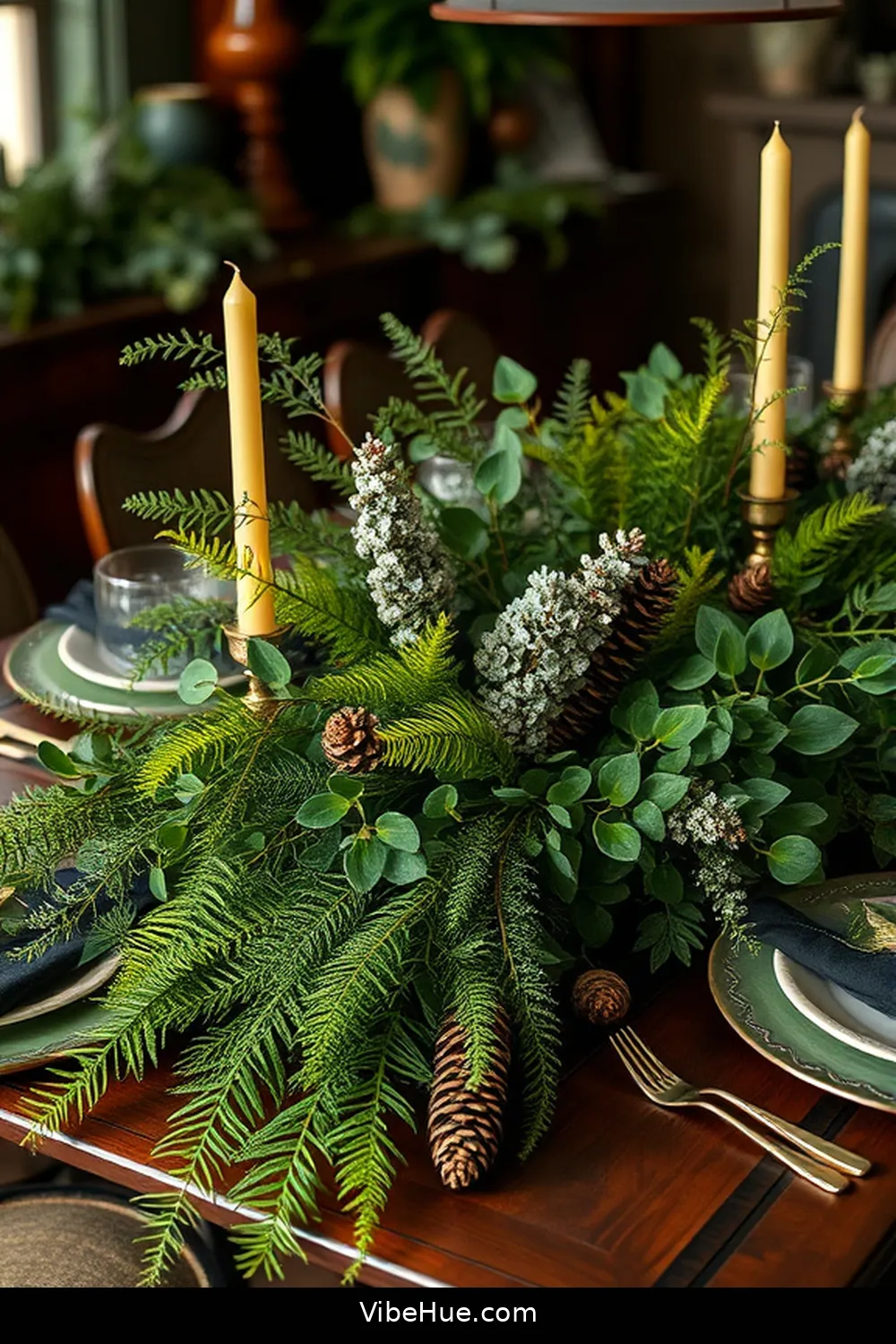 How to Infuse Bohemian Style Into Holiday Dining Room Decor 9 Adorn the Table With Greenery for How to Infuse Bohemian Style Into Holiday Dining Room Decor