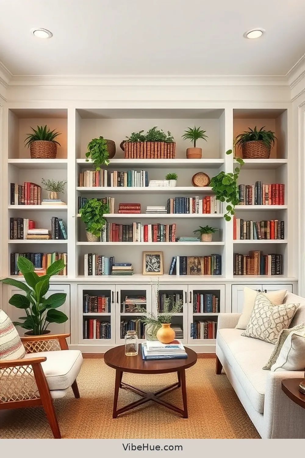 Key Features of a Year-Round Library in Modern Farmhouse Style 3 Custom Built-in Shelving for Key Features of a Year-Round Library in Modern Farmhouse Style