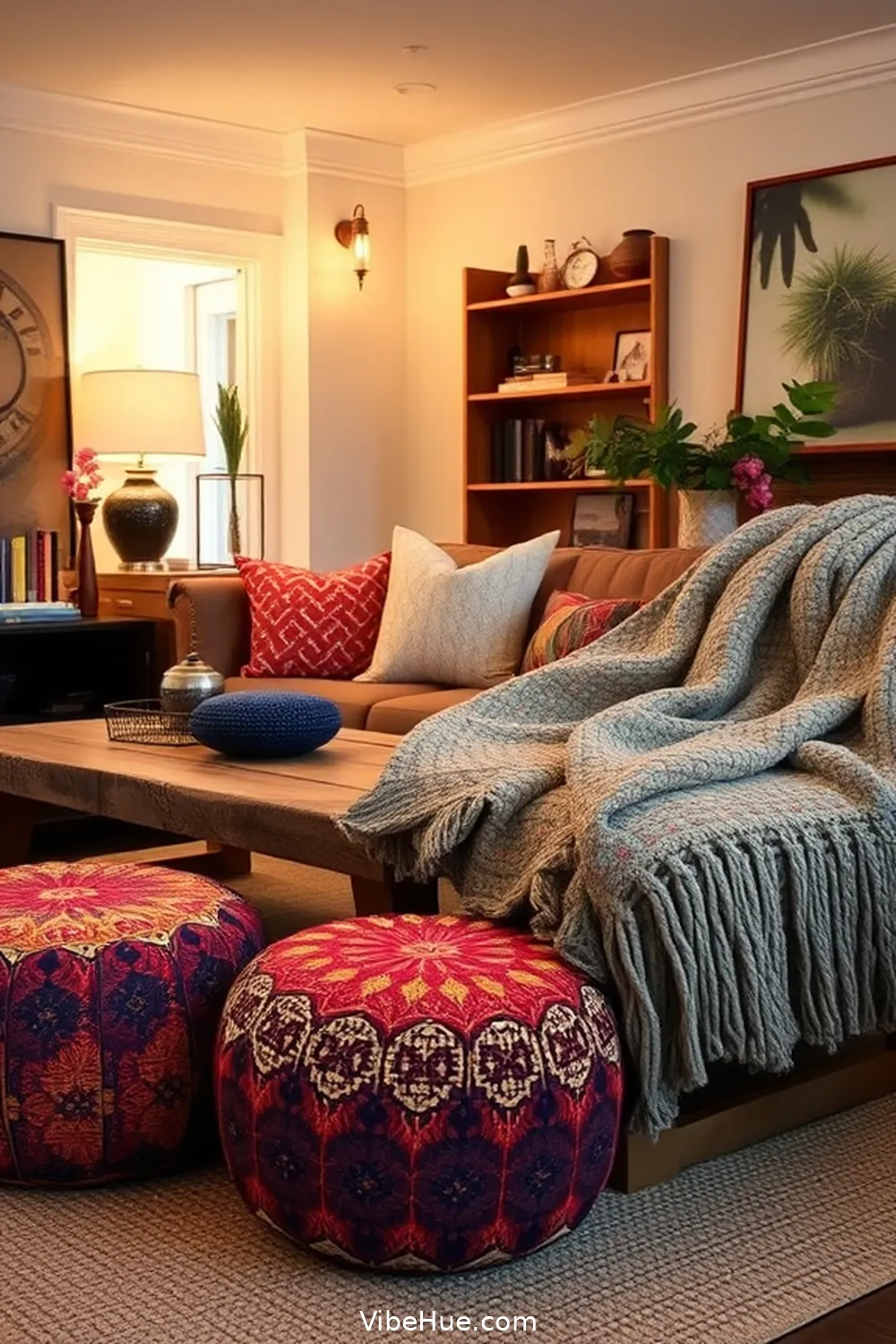 Cozy Ottoman or Poufs for Must-Have Decor Items for a Bohemian Style Winter Living Room