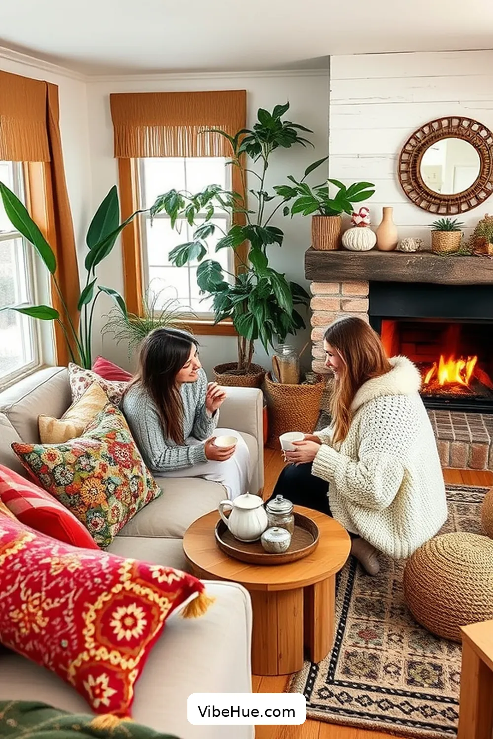 Vibrant Throw Pillows for Must-Have Decor Items for a Bohemian Style Winter Living Room