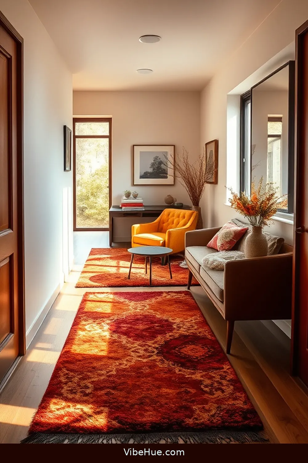 Style Your Fall Hallway With Mid-Century Modern Touches 10 Layer Rugs for Added Warmth for Style Your Fall Hallway With Mid-Century Modern Touches