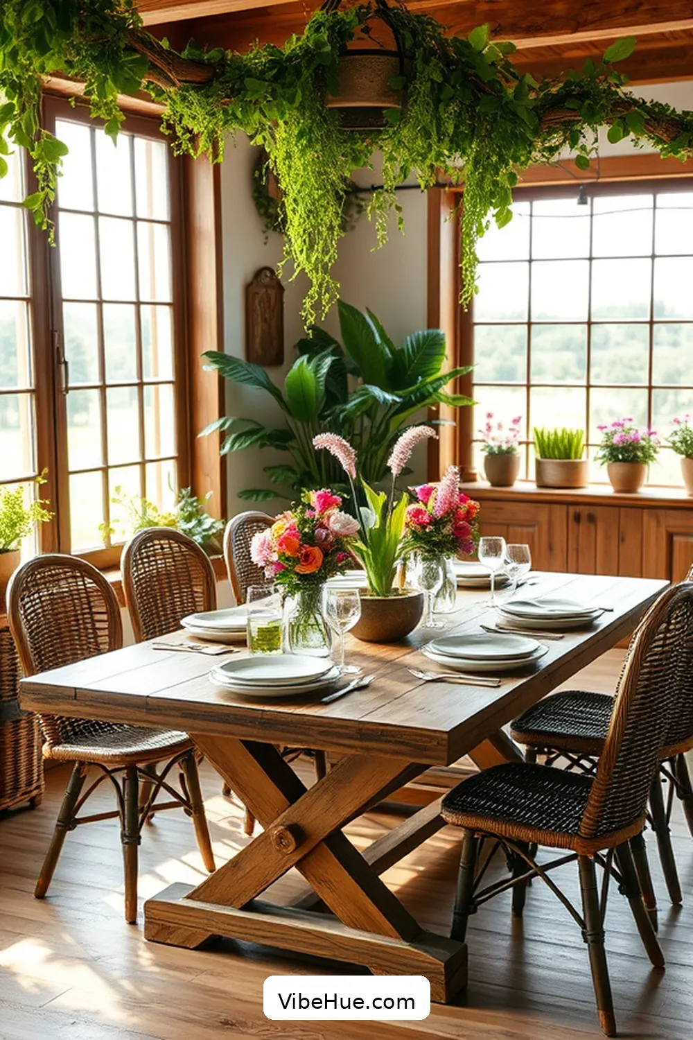 Transform Your Dining Room for Spring With Rustic Style Tips 7 Incorporate Greenery and Fresh Flowers for Transform Your Dining Room for Spring With Rustic Style Tips