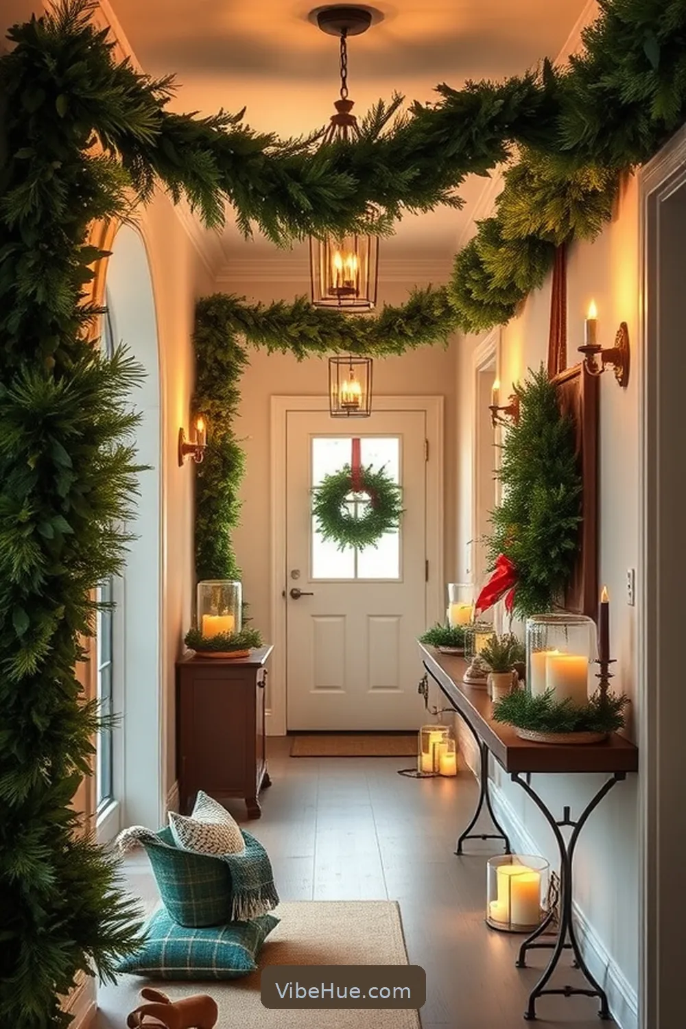 Transform Your Hallway for the Holidays With Rustic Decor Style 7 Use Wreaths and Garlands for Transform Your Hallway for the Holidays With Rustic Decor Style