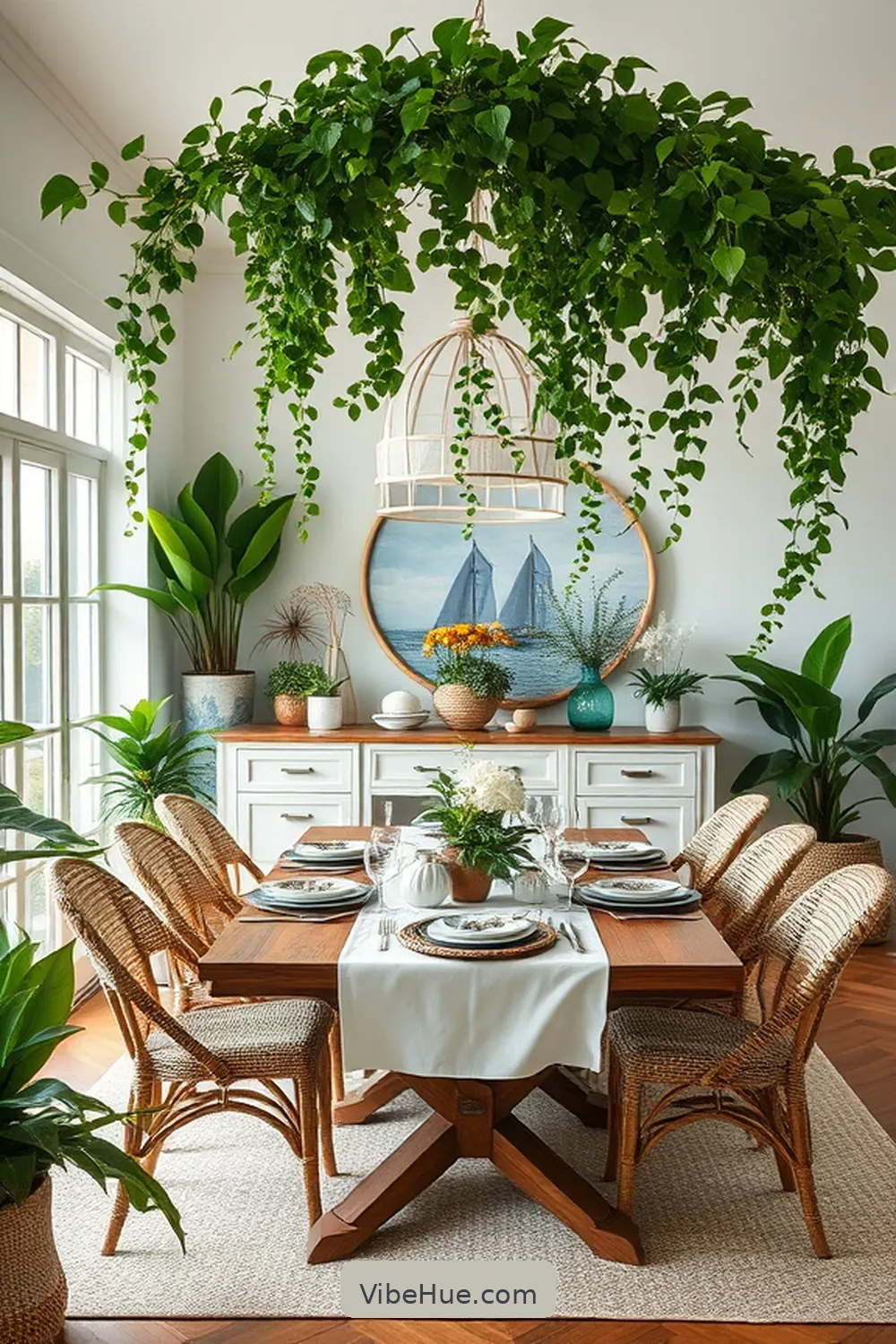 Include Greenery and Plants for Year-Round Coastal Style for Your Dining Room: 20 Tips