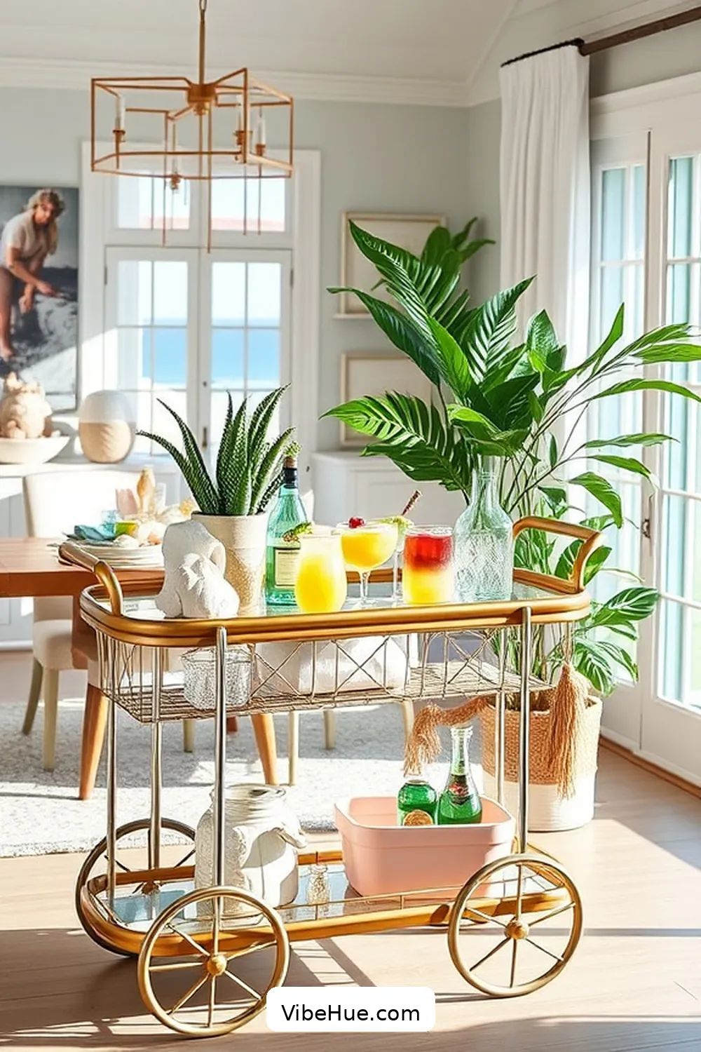 Set Up a Coastal Bar Cart for Year-Round Coastal Style for Your Dining Room: 20 Tips